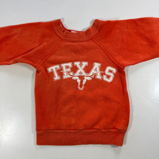 60s 70s Kids Baby Vintage Texas Orange Crew Pullover Sweatshirt 12m 18m