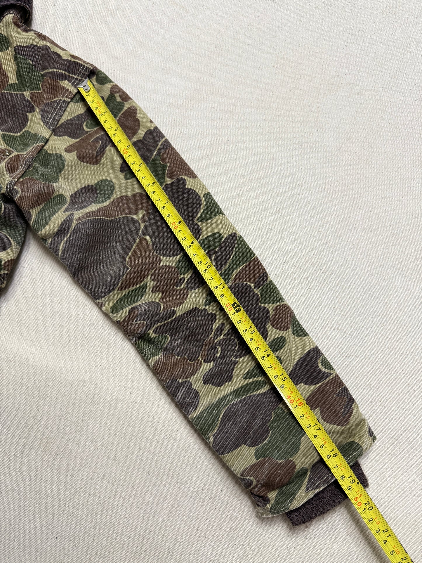 80s Kids Youth Vintage Carhartt Rare Duck Hunting Camo Corduroy Collar Quilt Lined Jacket / 7y 8y 9y