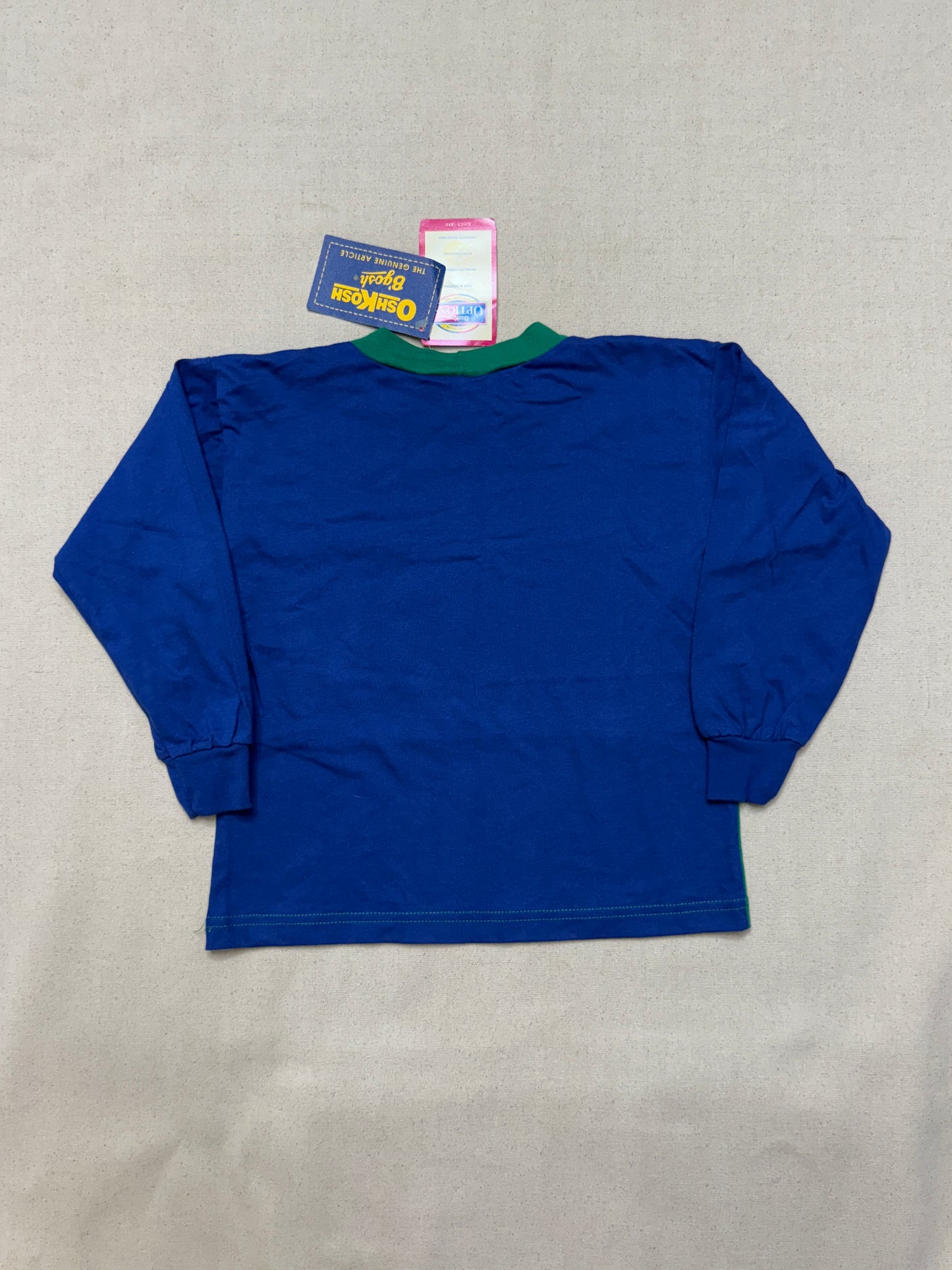 90s Kids Toddler Vintage Deadstock NWT Oshkosh Bgosh Car Design Thick Stripe Longsleeve Tshirt / 4T 5T / Made in USA