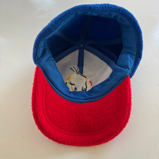 90s 2000s Kids Baby Vintage Tweety Bird Fleece Sun Hat Blue Red 12m 24m