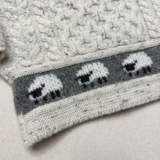 90s Kids Toddler Vintage Sheep Pattern Glencroft Pure Wool irish Fisherman Knit Sweater / 2T 3T