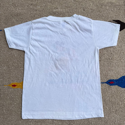 80s 90s Kids Mickey Cowboy Omak Single Stitch White T-Shirt M 10-12T Baby Tee Made In USA