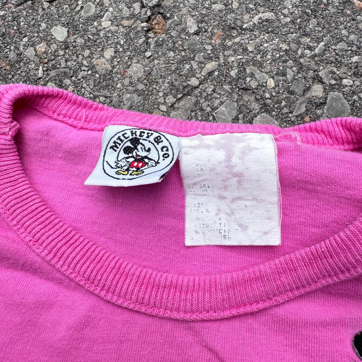 90s Kids Toddler Vintage Mickey Pink Shirt Sleeve T-Shirt With Pocket Embroidered 3Y 4Y 5Y