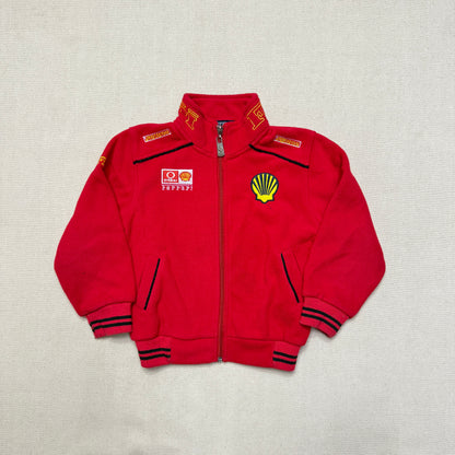 90s 2000' Kids Toddler Vintage Ferrari Shell Red Full Zip Up Racing Fleece Jacket / 3T 4T 5T