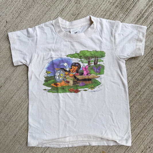 90s Kids Toddler Baby Tee Vintage Disney’s Pooh Airlines  Short Sleeve 100% Cotton T-Shirt Single Stitch Small 6Y 7Y 8Y Made in USA