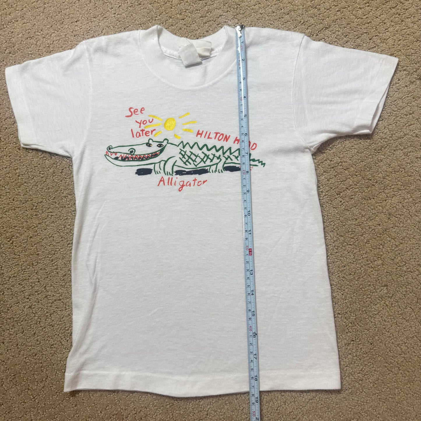 1986 Kids Vintage See You Later Alligator White Short Single Stitch Sleeve T-Shirt 4Y 5Y 6Y Made in USA