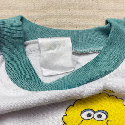 80s Kids Infant Vintage Sesame Street Big Bird Star Pattern Raglan Sleeve Sweatshirt / 6m 9m 12m