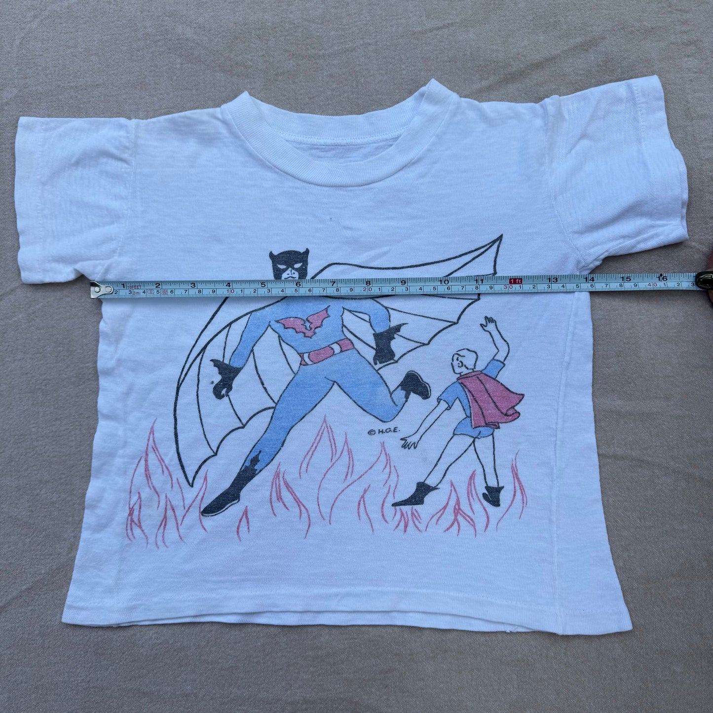 60s 70s Kids Vintage Rare  Batman and Robyn White Single Stitch T-Shirt 3Y 4Y 5Y Baby Tee