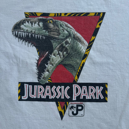 90s 1993 Kids Youth Vintage Jurassic Park T-Shirt 50/50 White T-Shirt Made in USA 12Y 13Y 14Y