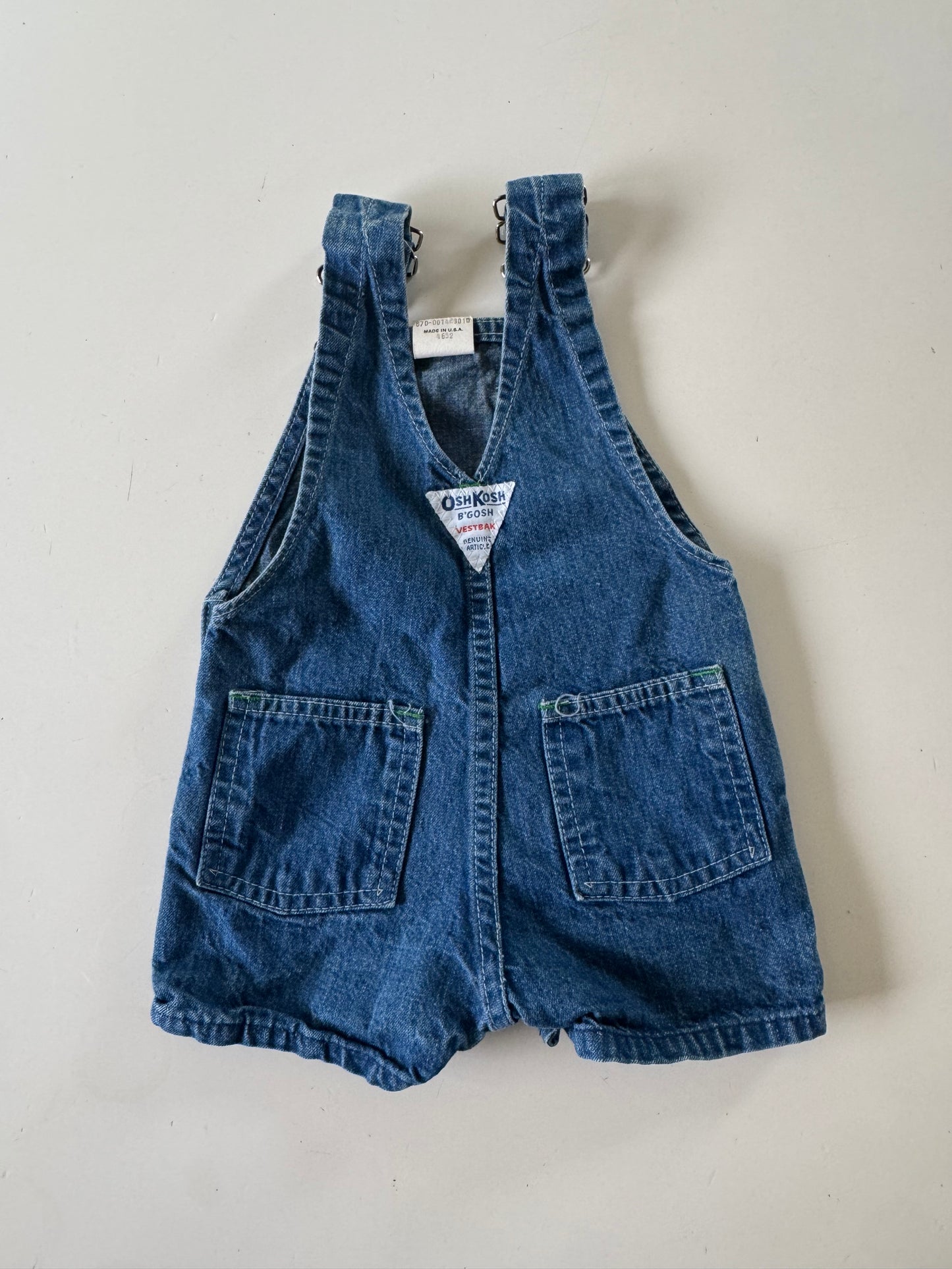 90s Kids Toddler Infant Vintage Baby B’Gosh Oshkosh Blue Denim 100% Cotton Shortalls //6m / Made in USA