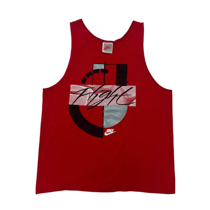 90s Kids Vintage Nike Flight Red Sleeveless 100% Cotton Tank Top L Made in USA