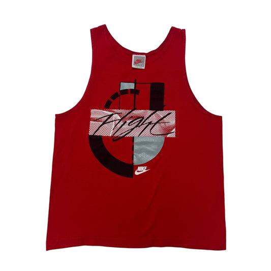 90s Kids Vintage Nike Flight Red Sleeveless 100% Cotton Tank Top L Made in USA