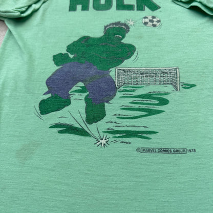 70s Kids Vintage Marvel The Incredible Hulk Green Short Single Stitch Sleeve 5Y 6Y 7Y Baby Tee
