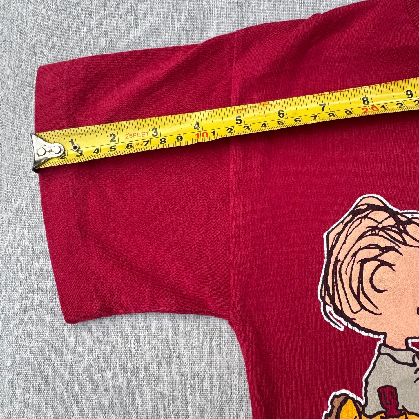 80s 90s Kids Vintage Peanuts Charlie Brown & Linus Woodstock Mauve/Burgundy Short Single Stitch T-Shirt 7Y Made in USA