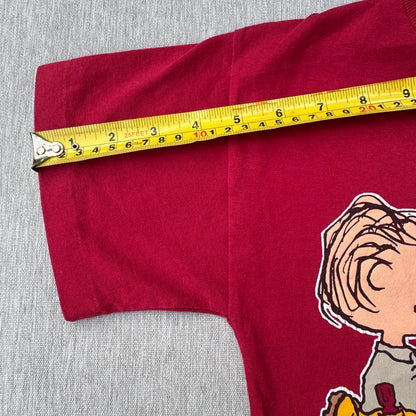 80s 90s Kids Vintage Peanuts Charlie Brown & Linus Woodstock Mauve/Burgundy Short Single Stitch T-Shirt 7Y Made in USA