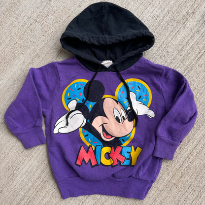 Baby Vintage Disney Mickey Mouse Purple Sweatshirt With Hood 12m 1Y 2Y