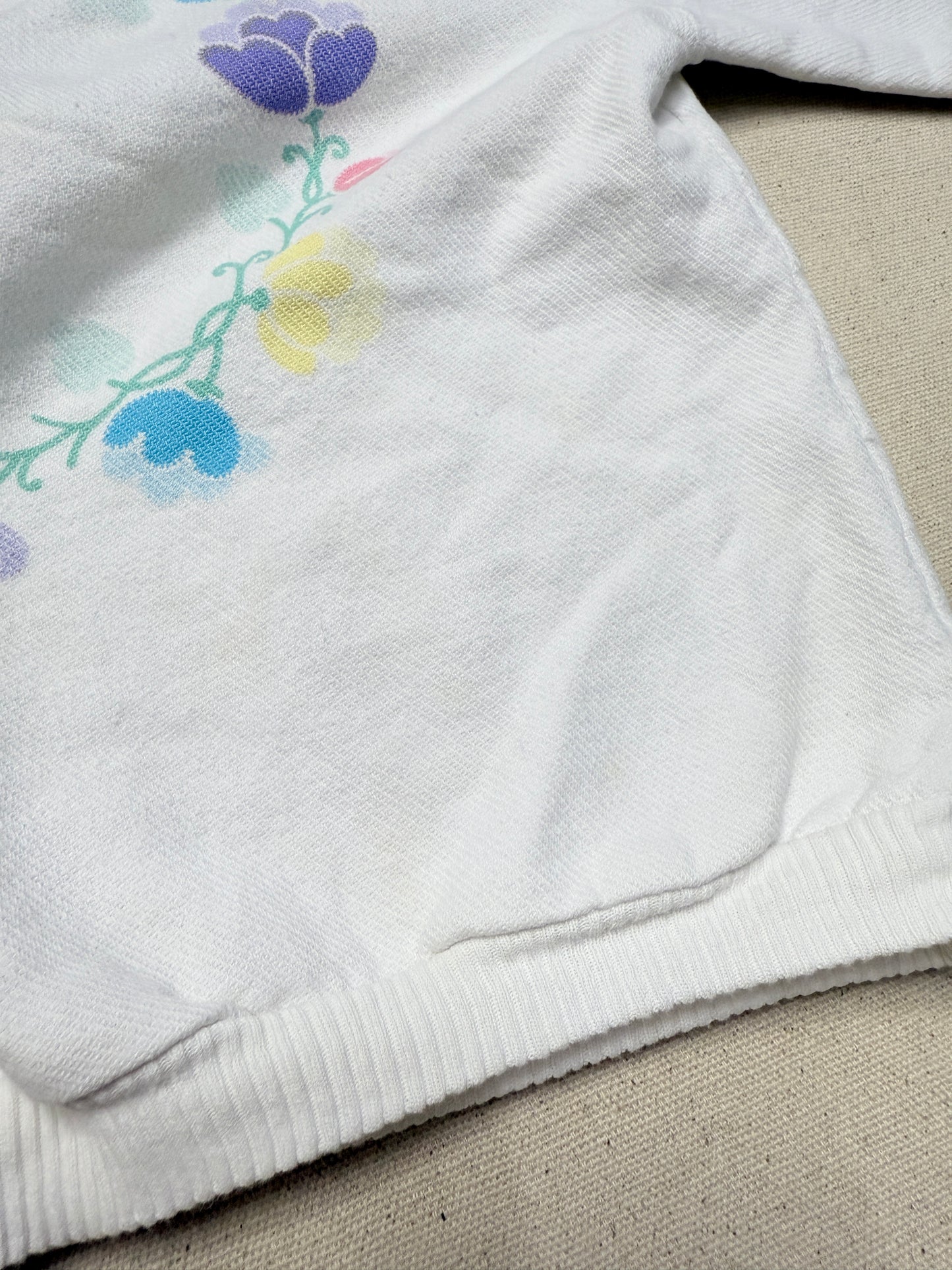 80s 90s Kids Toddler Vintage Oshkosh Bgosh Flawer Print White Longsleeve Cotton Top / 2T 3T / Made in USA