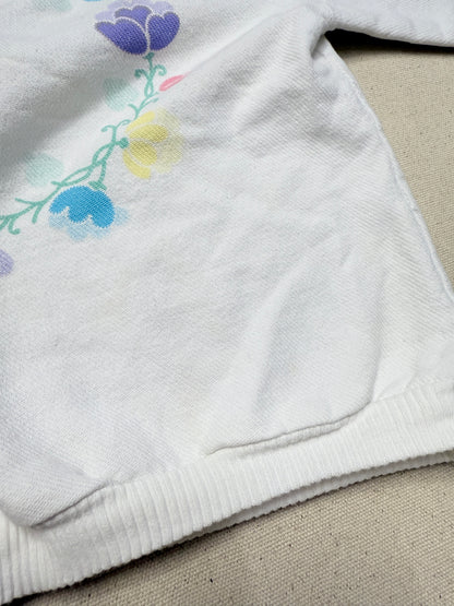 80s 90s Kids Toddler Vintage Oshkosh Bgosh Flawer Print White Longsleeve Cotton Top / 2T 3T / Made in USA