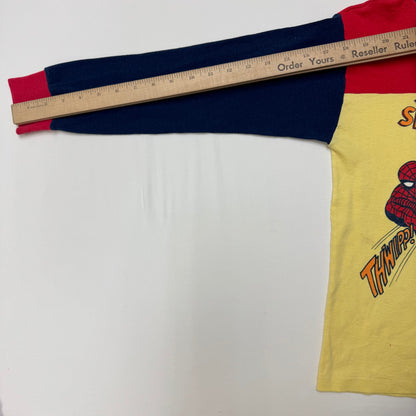 70s Kids Vintage The Amazing Spider-Man 3 Colour Long Sleeve  Yellow Red Navy Shirt 10Y 11Y 12Y