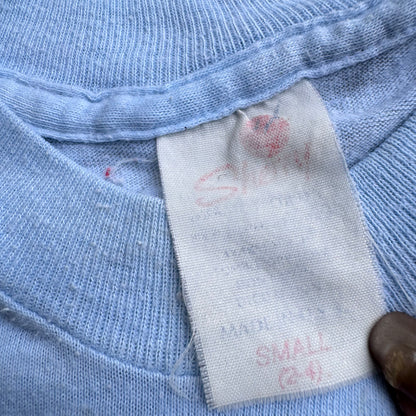 80s 90s Kids Baby Toddler Vintage Walt Disney Mickey Mouse Sailor Indian Lake Ohio Souvenir Print Short Sleeve Single Stitch Light Blue T-Shirt S 18M 24M 2Y Made In USA