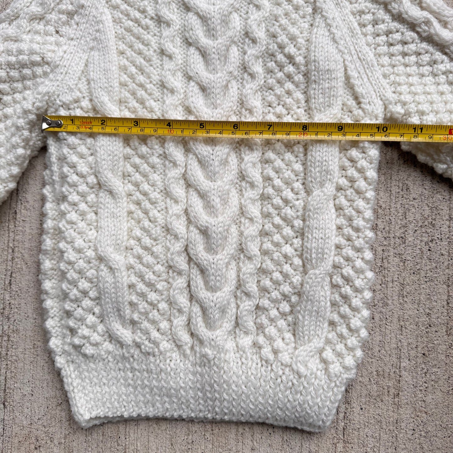 Toddler Kids Vintage Hand Knit Cream Off White Pullover Sweater 2Y 3Y 4Y