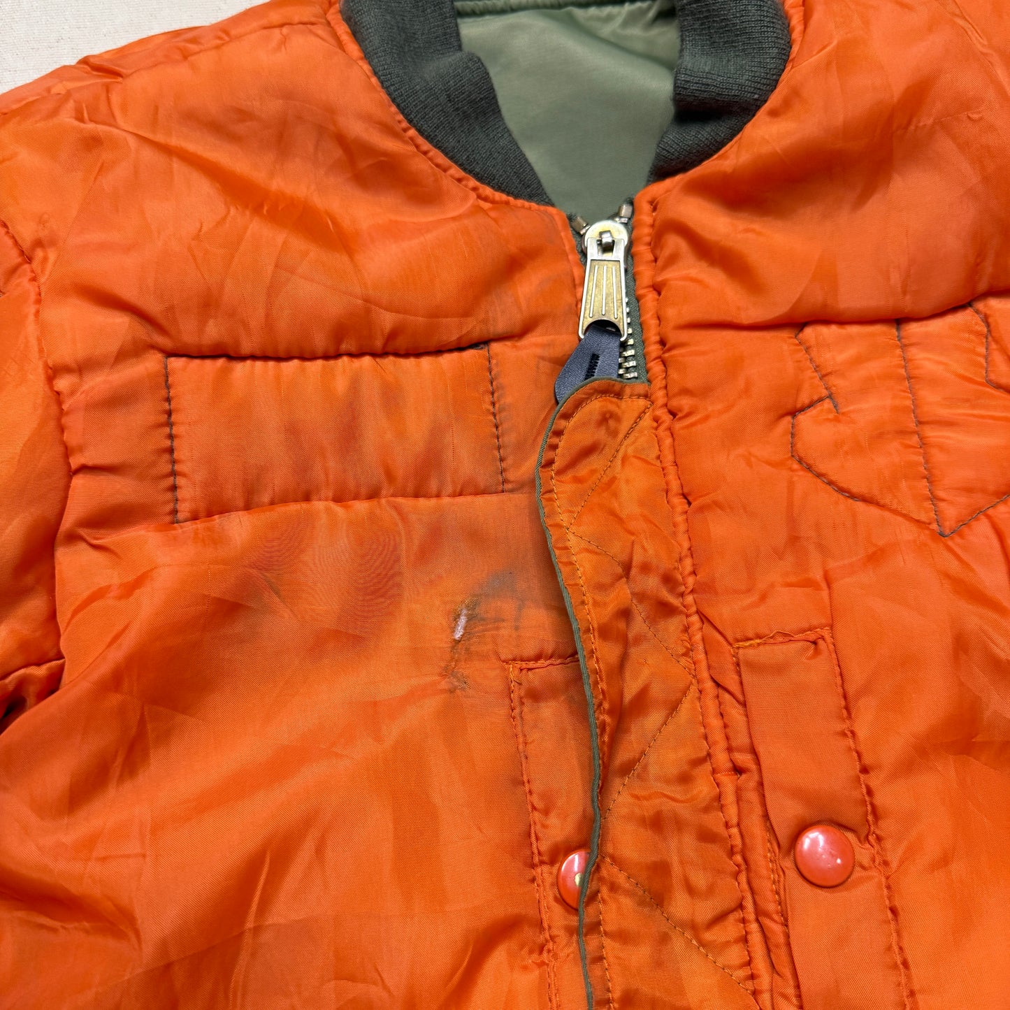 90s 2000' Kids Vintage Fox Outdoor Products Kahki Orange Reversible MA-1 Jacket / 7y 8y 9y