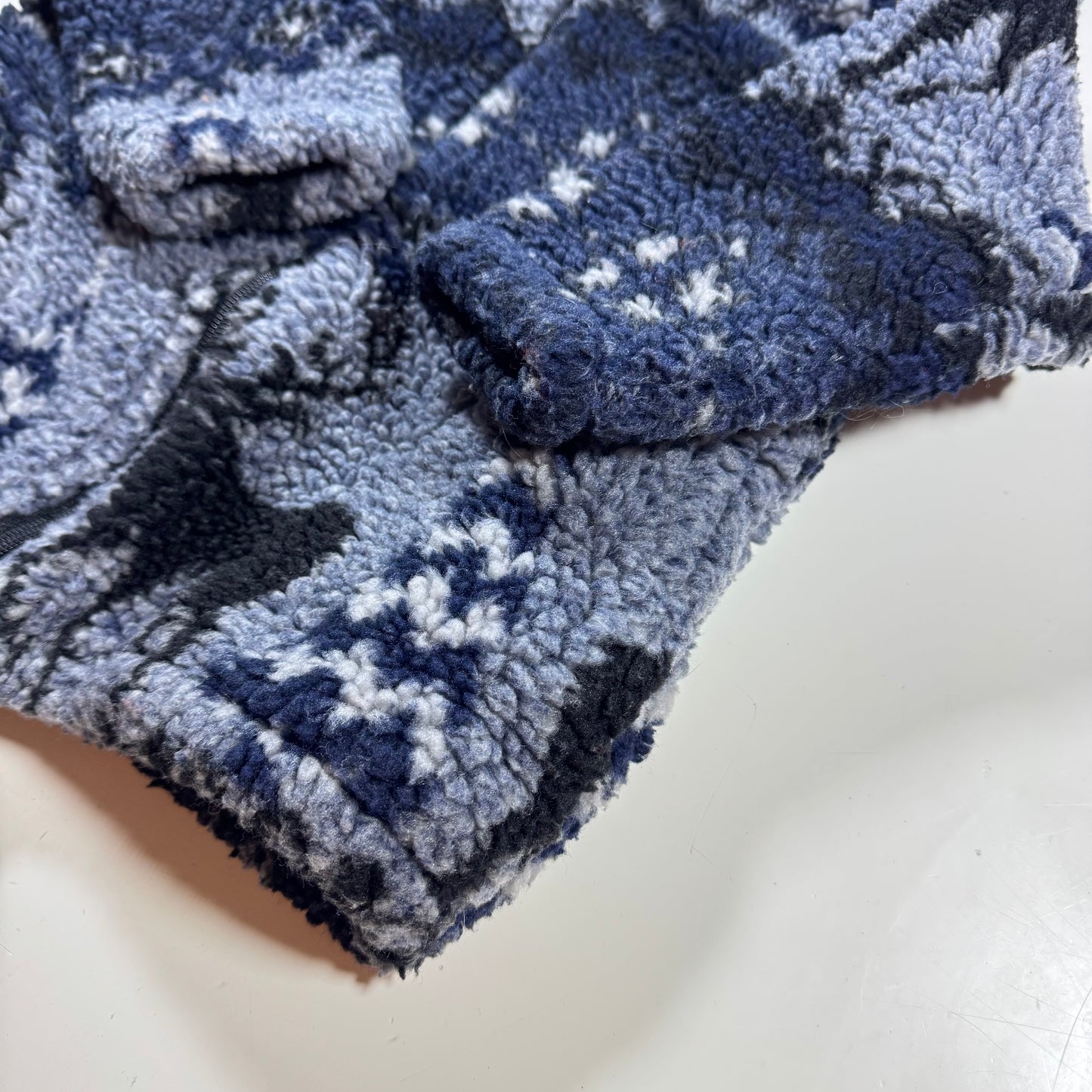 90s Kids Toddler Vintage Zip Fleece Raindeer Blue Tone Black Mountain Fleece S 3T 4Y 5YMade in USA