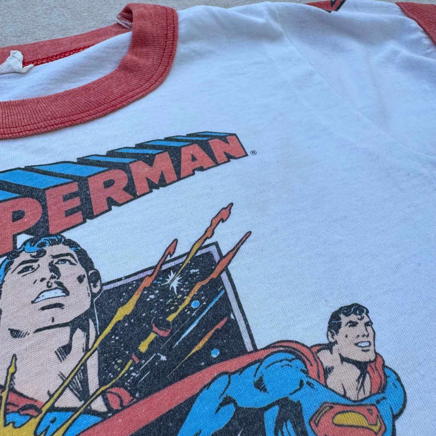 80s Kids Toddler Vintage Ringer Superman Special 50Th Birthday Design Short Sleeve White T-Shirt  3Y 4Y 5Y