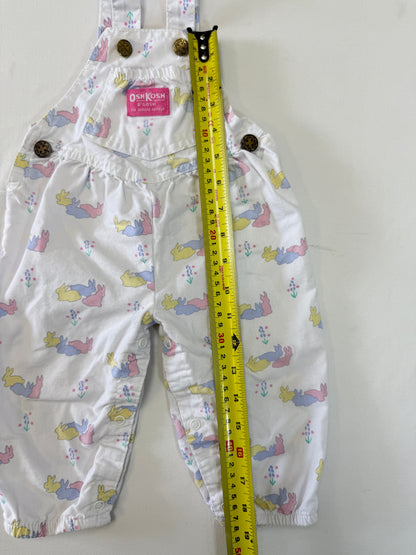 90s Kids Infant Baby Vintage Oshkosh Bgosh Rabitt AOP Overall and Raffle  Sleeve Tshirt 2pc Set / 3m 6m 9m / Made in USA set