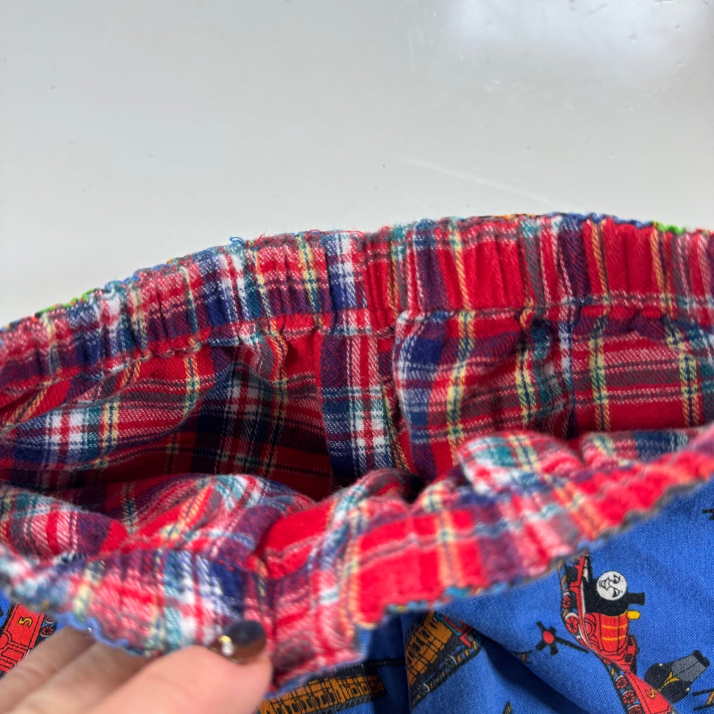 1996 90s Kids Toddler Vintage Thomas The Tank Engine & Friends Plaid Lined Pant AOP Trains Reversible 4Y 5Y Made in USA