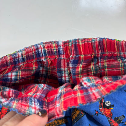 1996 90s Kids Toddler Vintage Thomas The Tank Engine & Friends Plaid Lined Pant AOP Trains Reversible 4Y 5Y Made in USA