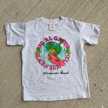 Kids Vintage Big Al Gator Beach N’ Surf Team Gray 50/50 T-Shirt Small 4/5Y Made in USA