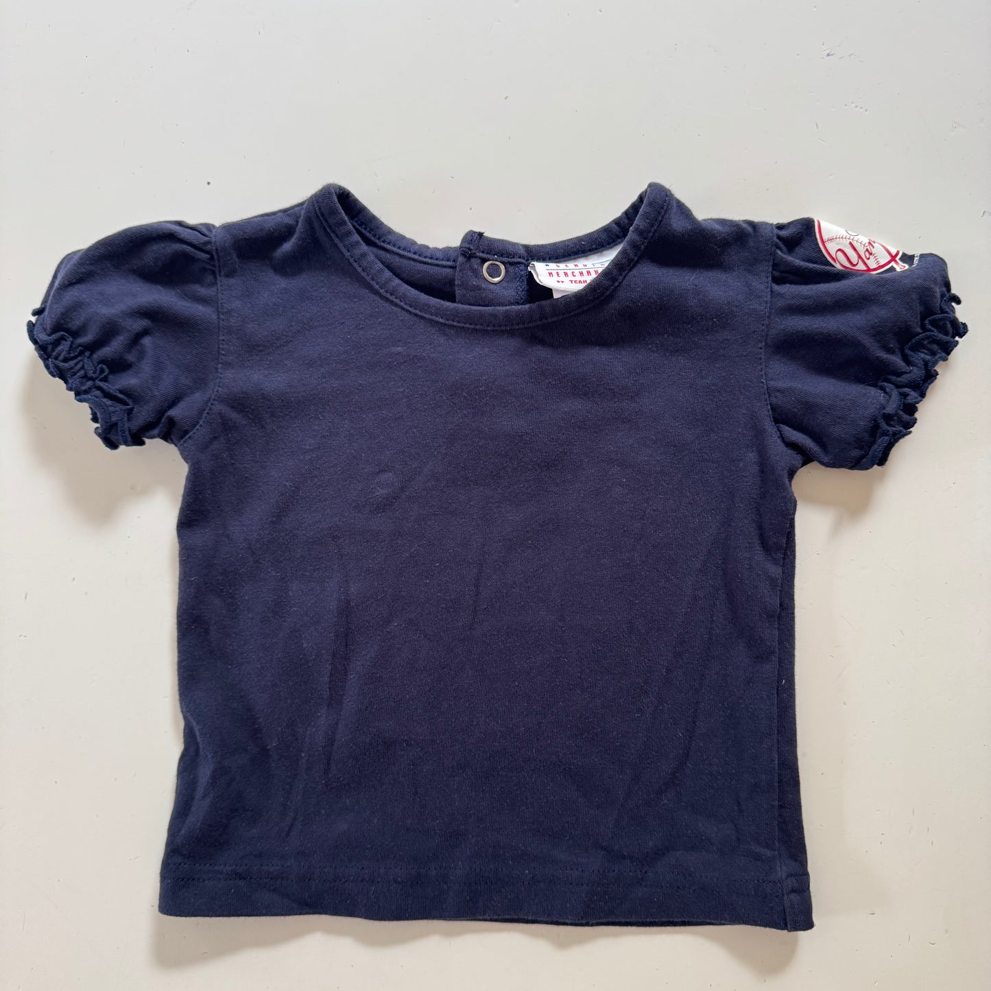 2000s Kids Girls Toddler 2 Piece  Set MLB New York Yankees Adjustable Strap Khaki Dress Baseball Pattern With Short Sleeve Navy T-Shirt 18 m