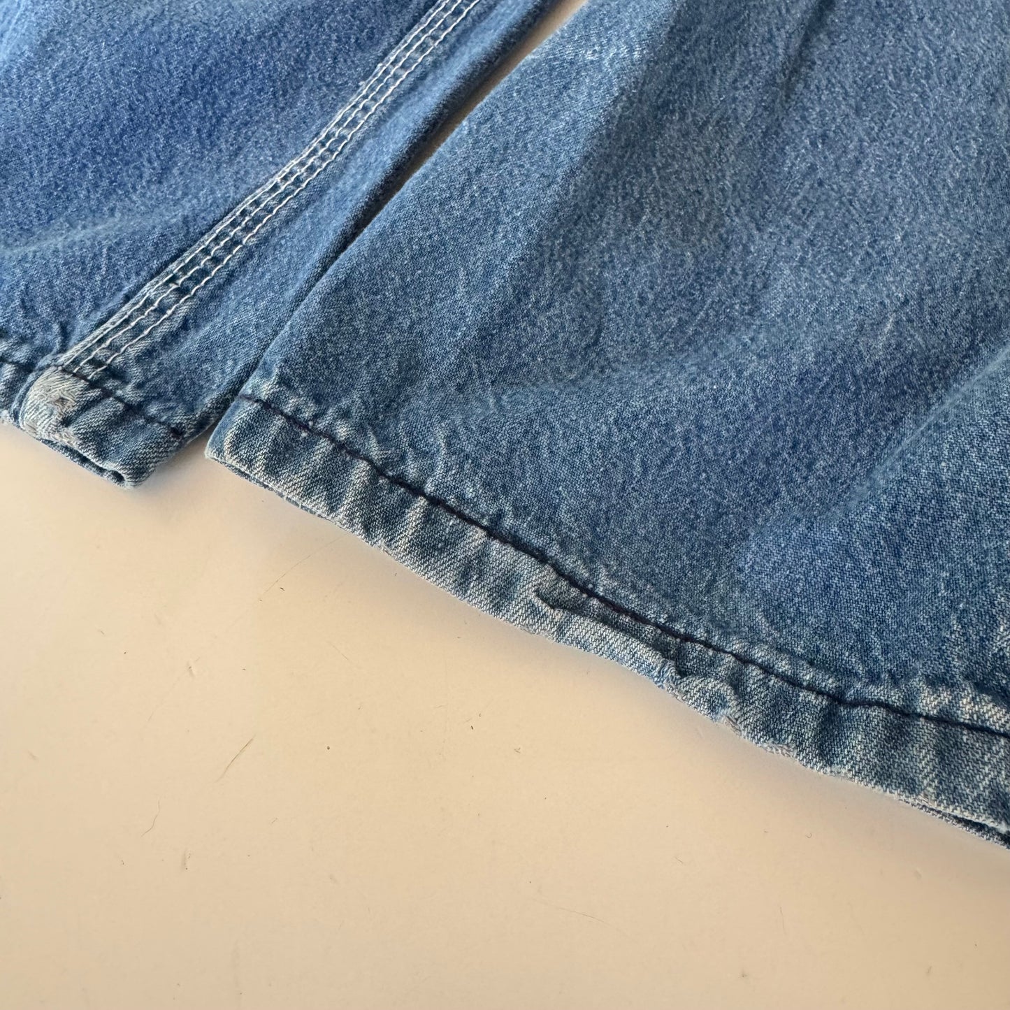 70s Kids Vintage Big Smith Blue Denim Long Pant Overalls With adjustable Straps Cute Patches Front And Back 5Y 6Y Made in USA