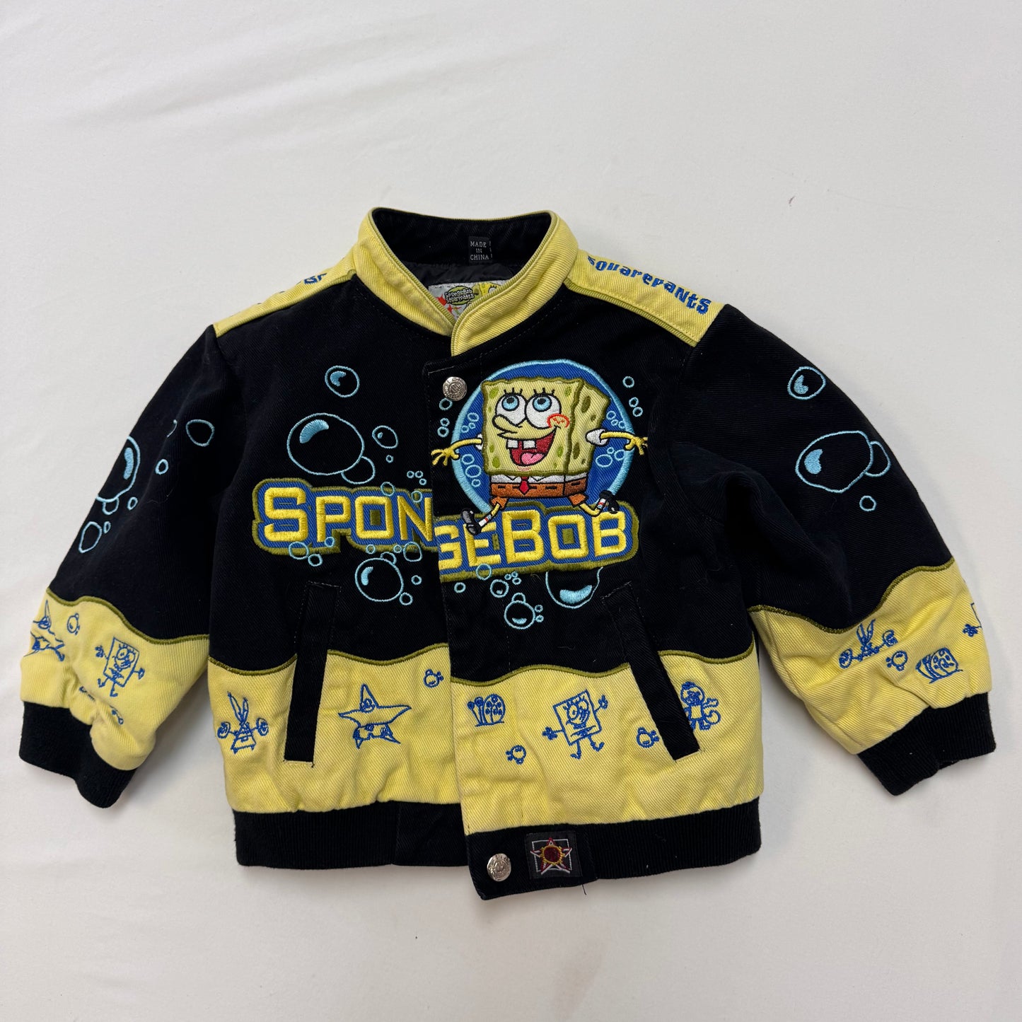 Kids Toddler Vintage SpongeBob Hydrodynamically Designed Racing Snap Jacket 2Y 3Y 4Y