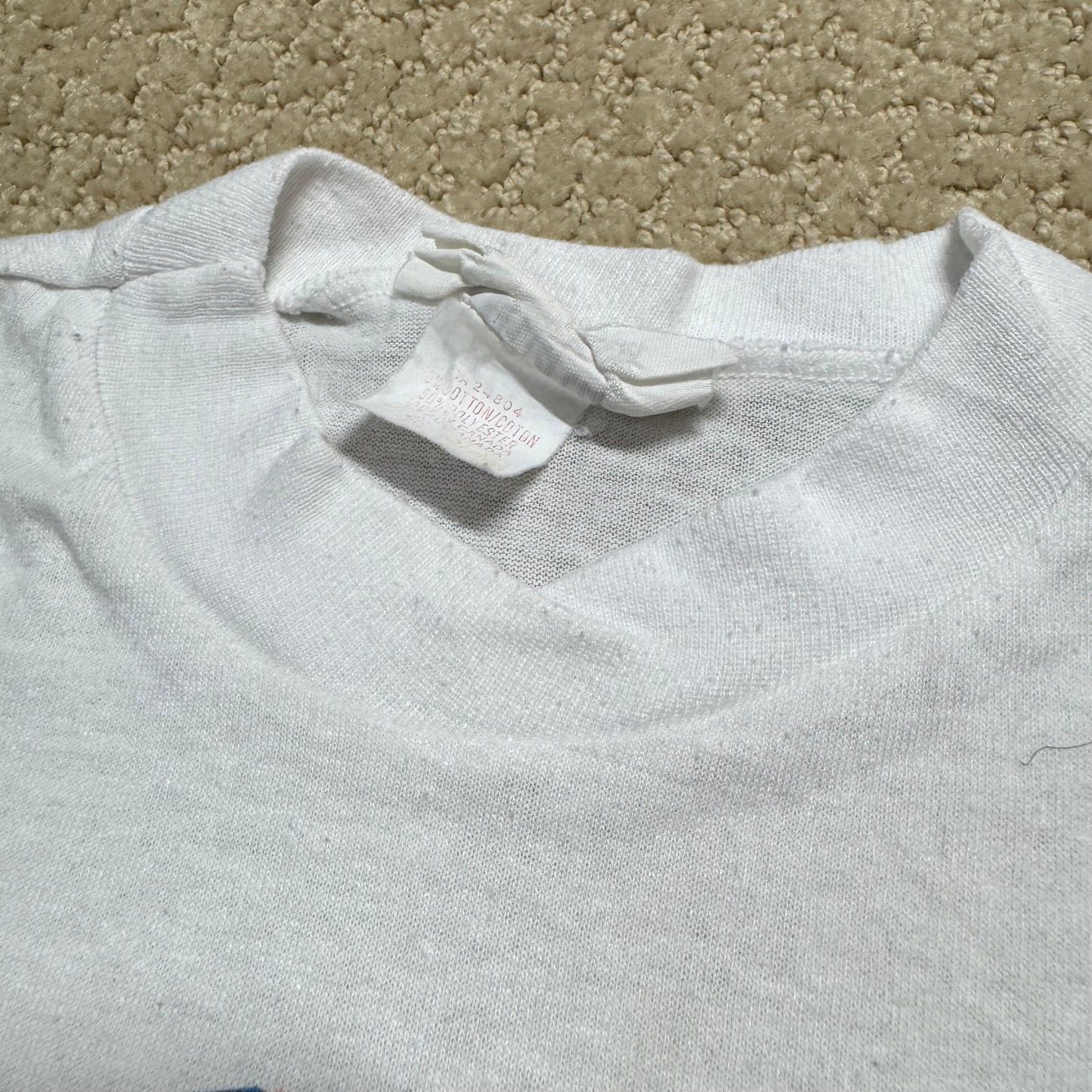 1986 80s Kids Toddler Vintage T-Shirt “ Beware I Bite, Love Bites Of Course! “ Single Stitch White 50/50 Short Sleeve 3Y 4Y 5Y Baby Tee Made in Canada