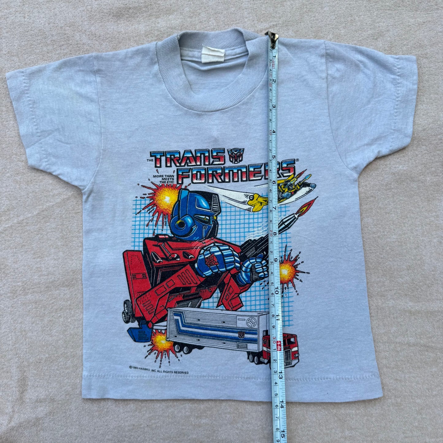 80s Kids Toddler Vintage Transformers Optimus Prime Gray Short Single Stitch T-Shirt 2T 3T