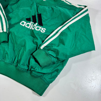 90s Kids Vintage Adidas Light Weight Green Lined Windbreaker Jacket Sweatshirt Big Logo M 5Y