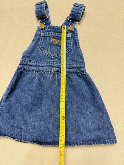 90s Kids Toddler Vintage Oshkosh Bgosh Cross Back Simple Casual Denim Dress / 18m 24m 2T / Made in USA