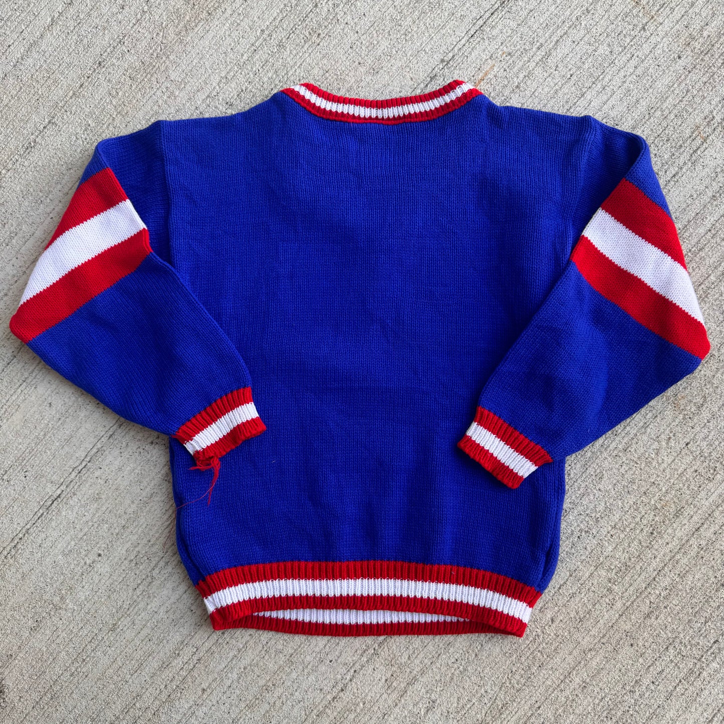 Kids Vintage Disney Mickey Mouse Knit Blue Football Pullover Sweater 4Y 5Y 6Y