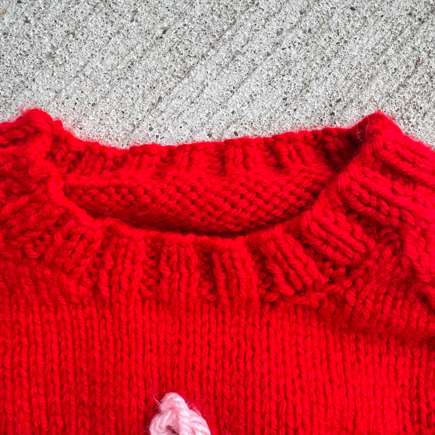 Baby Toddler Vintage Elephant Hand Knit Red Pullover Sweater 18mns 2Y