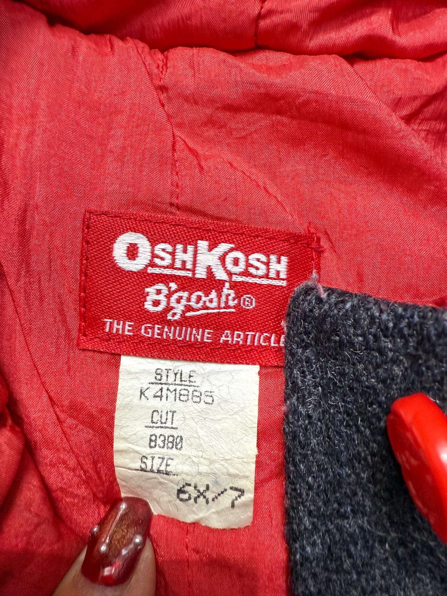 80s 90s Kids Vintage Oshkosh Bgosh Flower Rose Buttons A Line Lined Wool Jacket / 6y 7y