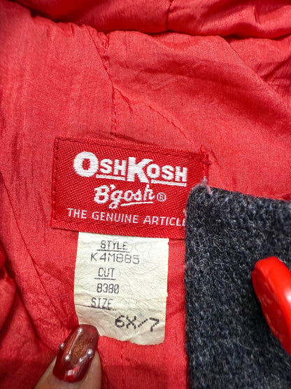 80s 90s Kids Vintage Oshkosh Bgosh Flower Rose Buttons A Line Lined Wool Jacket / 6y 7y