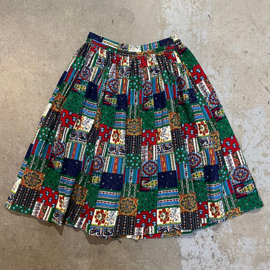 60s/70s kids vintage corduroy patchwork skirt 8-10y