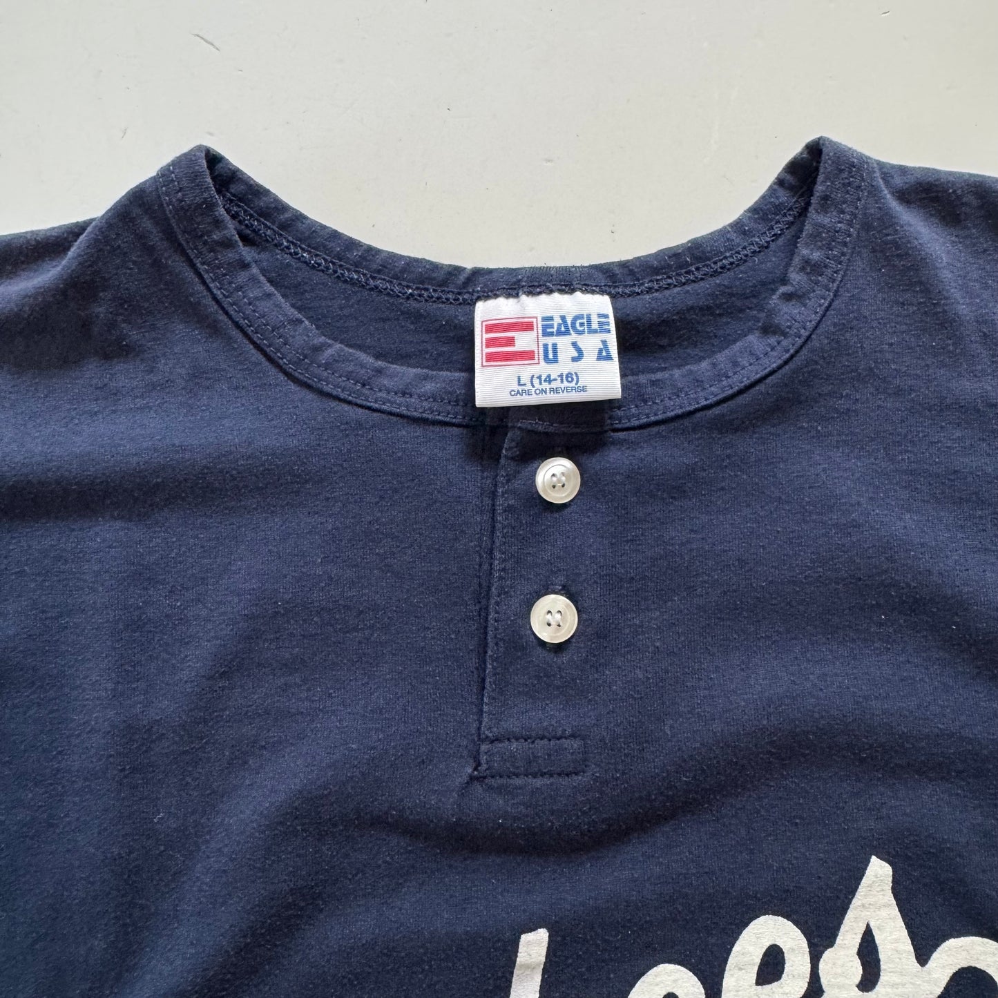 90s Kids Teens Vintage Eagle USA  Yankees Jamieson Road Volunteer Fire Co. Short Sleeve Navy T-Shirt L 14Y 15Y 16Y XS Adult Made in USA