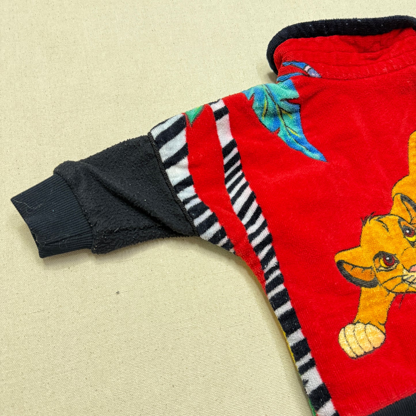 90s Kids Infant Vintage Handmade Lion King Towel Fabric Zip Up Jacket / 12m 18m 24m