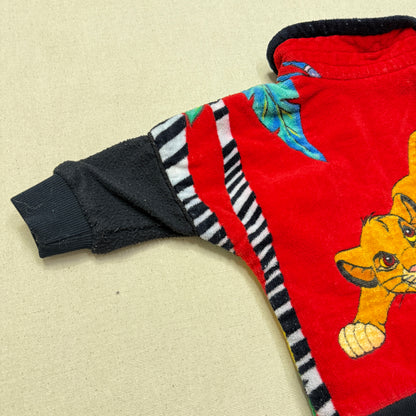 90s Kids Infant Vintage Handmade Lion King Towel Fabric Zip Up Jacket / 12m 18m 24m