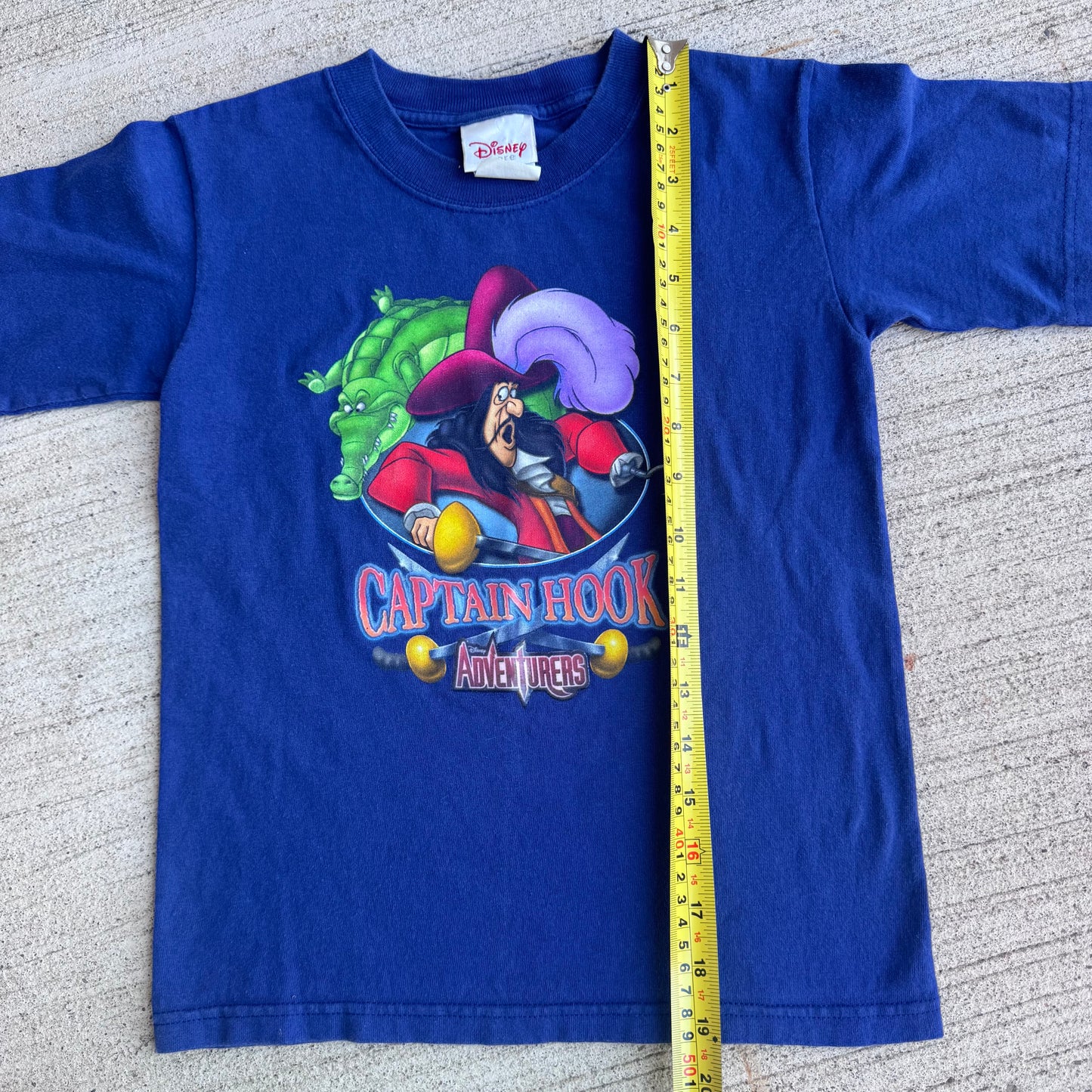 Early 2000s Kids Toddler Vintage Disney’s Captain Hook Adventures Blue 100% Cotton Short Sleeve T-Shirt Made In USA XS 3Y 4Y 5Y