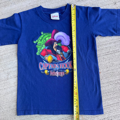 Early 2000s Kids Toddler Vintage Disney’s Captain Hook Adventures Blue 100% Cotton Short Sleeve T-Shirt Made In USA XS 3Y 4Y 5Y