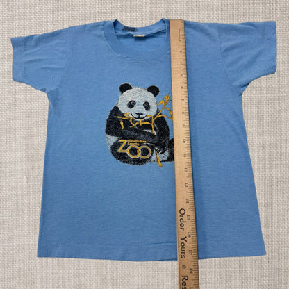 Kids Vintage Panda With Bamboo Milwaukee County Zoo Light Blue Screen Stars 50/50 T-Shirt 10Y 12Y